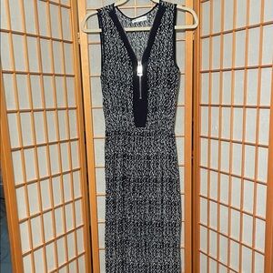 ACE Fashion Navy Blue & White Patterned Sleeveless Maxi Dress Size L